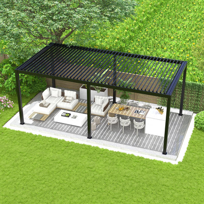 Louver Pergola 10x19FT Aluminum Frame & Steel Louvers