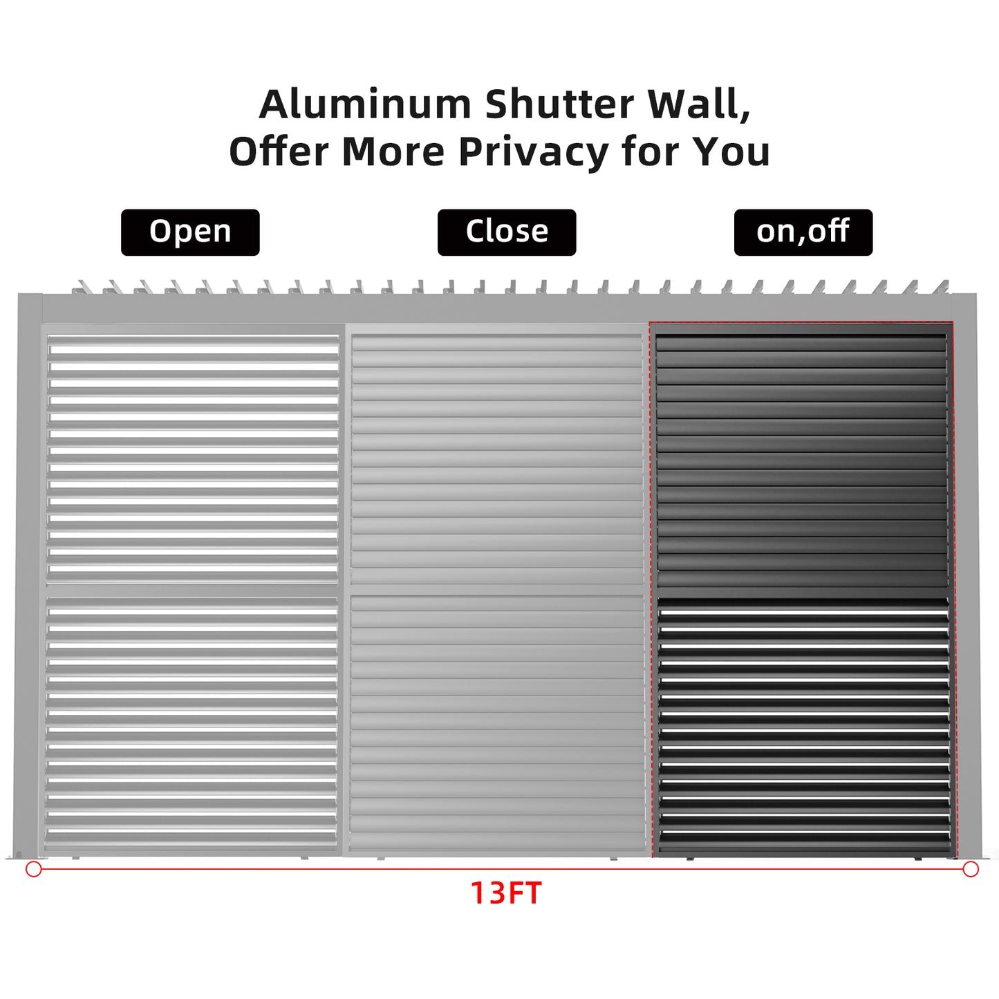 Louver Shade 1/3 13ft aluminum frame