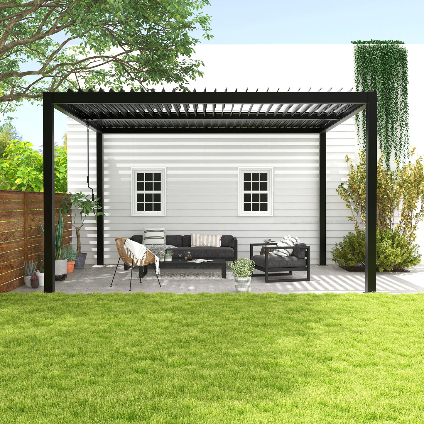 Louver Pergola 10x13FT Aluminum Frame & Louvers