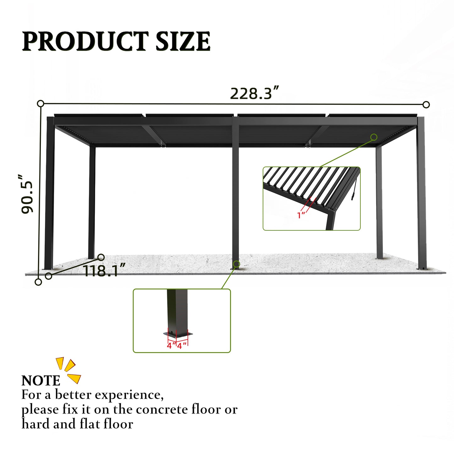 Louver Pergola 10x19FT Aluminum Frame & Steel Louvers