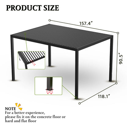 Louver Pergola 10x13FT Aluminum Frame & Steel Louvers