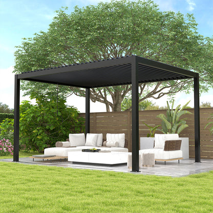 Louver Pergola 10x13FT Aluminum Frame & Steel Louvers