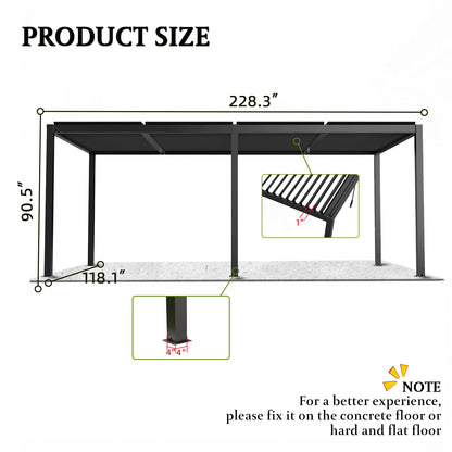 Louver Pergola 10x19FT Aluminum Frame & Louvers