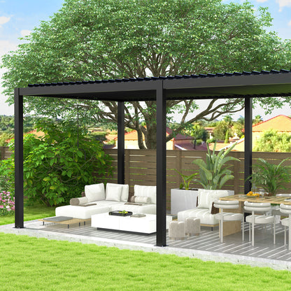 Louver Pergola 10x19FT Aluminum Frame & Steel Louvers