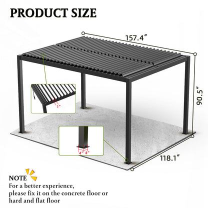 Louver Pergola 10x13FT Aluminum Frame & Louvers